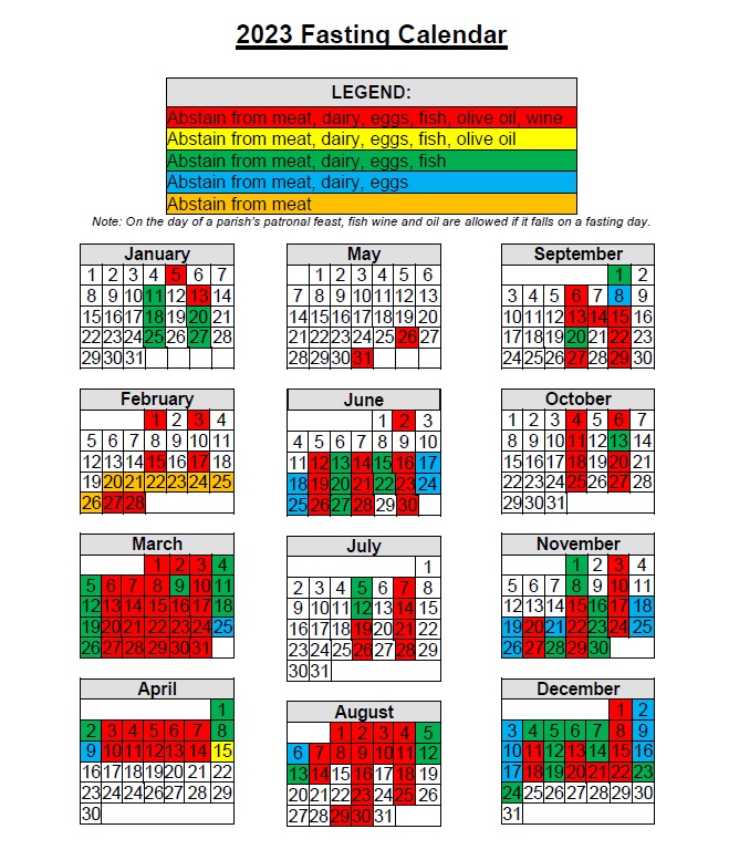 Ethiopian Fasting Calendar 2023 - Printable Calendar 2023